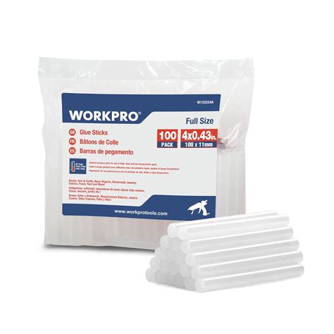 Brandclub - WORKPRO Full Size Hot Glue Sticks, 100-pack, 0.43x4 Inches