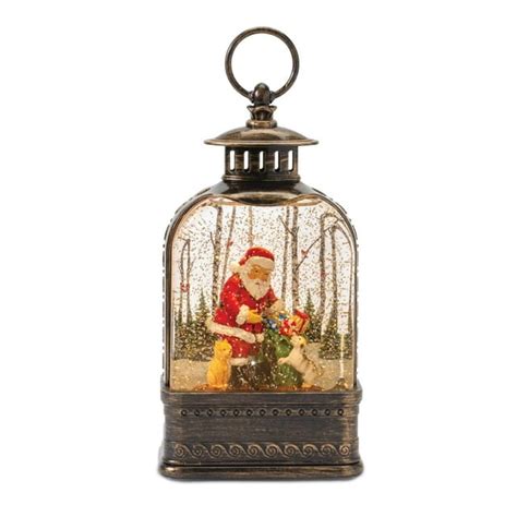 Melrose 86520 Snow Globe Santa And Dog Lantern 1125 Inches Height