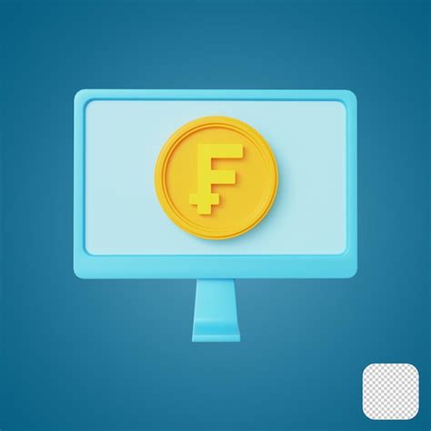 Premium Psd Computer With Franc Coin 3d Rendering