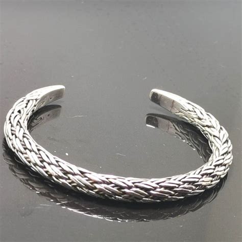 Bracelet 925 Sterling Silver Braided Cuff Bracelet - ELIZ Jewelry and Gems