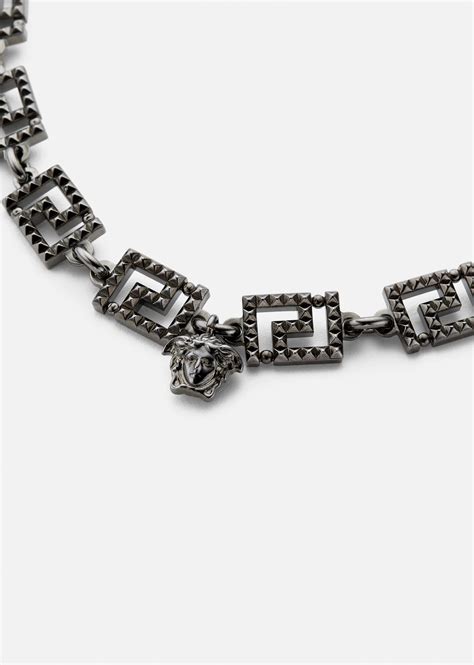 Versace Studded Greca Necklace Reversible
