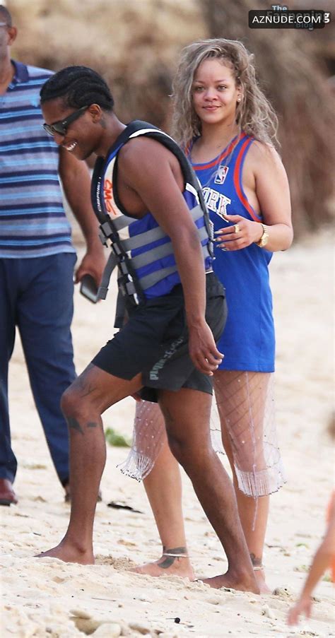 Rihanna Sexy Seen With A AP Rocky Flashing Her Hot Booty At A Beach In Barbados AZNude