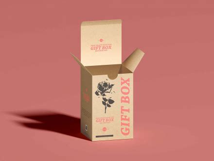 Free Kraft Tuck Top Gift Box Mockup Psd