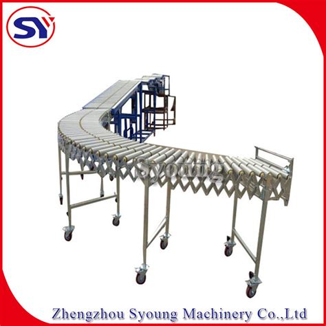 Gravity Vehicle Unloading Flexible Roller Conveyor System Container