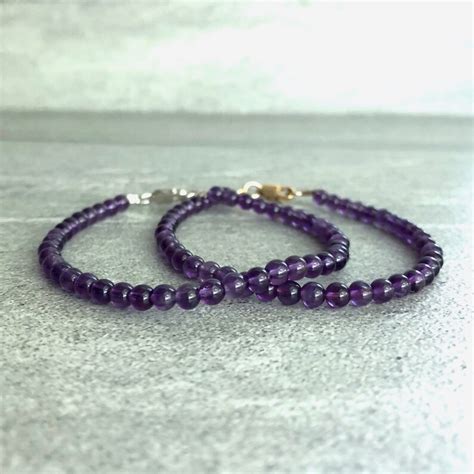 Genuine Amethyst Bracelet Purple Bead Bracelet Stackable Etsy