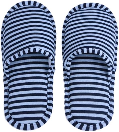 Alomejor1 1 Pair Folding Travel Slippers Portable Striped Spa Slippers