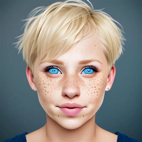 A Woman With Short Blonde Hair Septum Ring Blue Eyes Portrait Arthub Ai