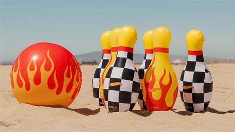 Funboy X Hot Wheels Checkered Flame Backyard Bowling Set The Toy Insider