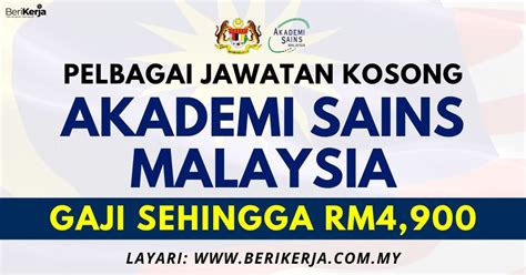 Akademi Sains Malaysia Buka Pelbagai Jawatan Kosong Jadual Gaji