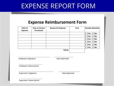 Expense Report Form Employee Reimbursement Expenses Editable