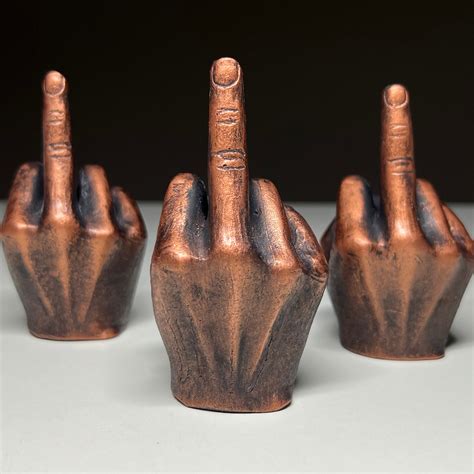 Bronze Middle Finger Fuck You Off Sign Hand Figurine Etsy
