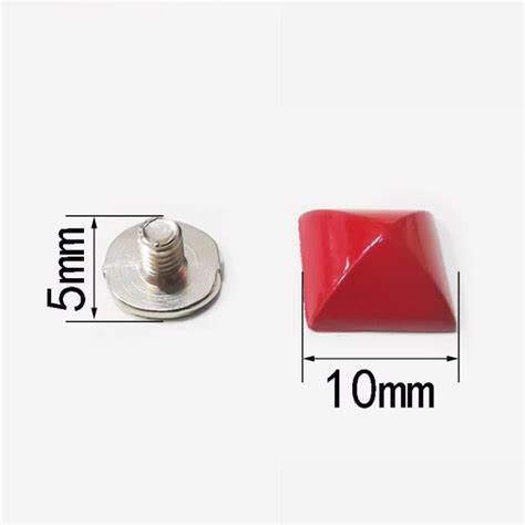 RIVET 05Red 5 sets Rivets carrés pyramidaux de 10mm têtes de clous à