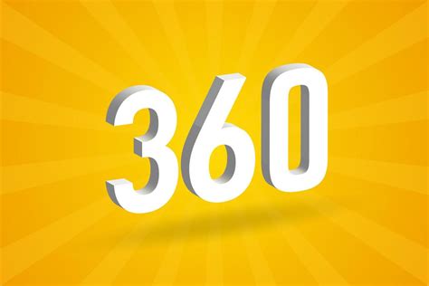 alfabeto da fonte do número 3d 360. branco 3d número 360 com fundo ...