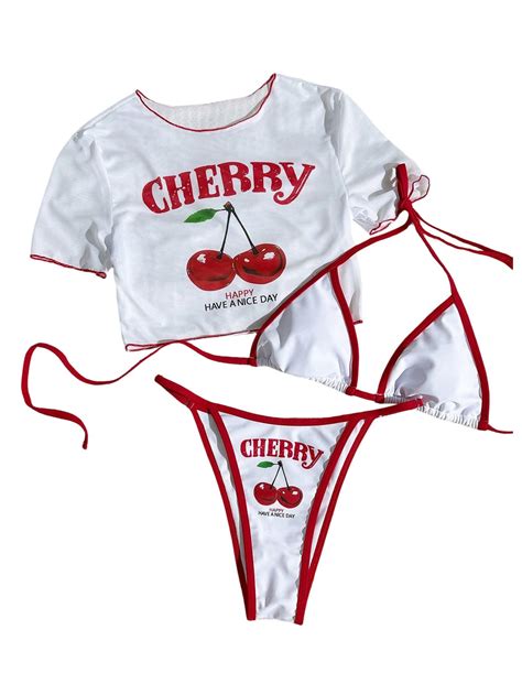 Verdusa Women S Piece Cheeky Halter Bikini Set Tie Back String Swimsuit With Cover Up Tops