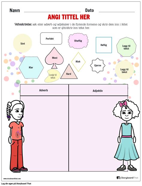 Arbeidsark For Adjektiver Og Adverb Storyboard