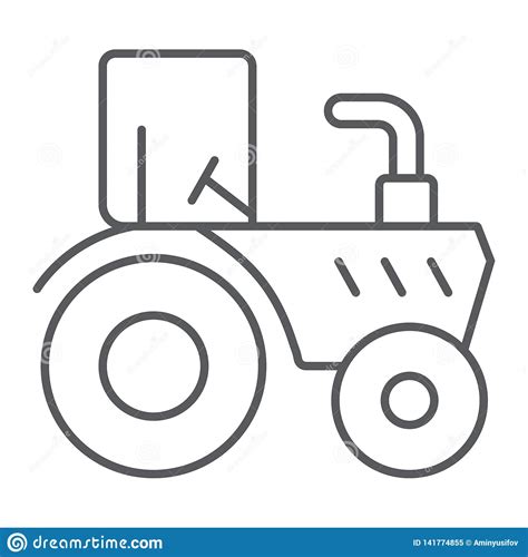 Tractor Thin Line Icon Agronomy Vector Illustration Isolated On White