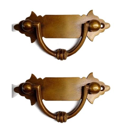 2 Brass Small Heavy Box Handle 112 Cm Wide Solid Brass Pulls Etsy