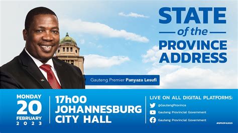 Gauteng State Of Province Address 2023 Gpsopa2023 Youtube