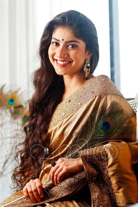 Sai Pallavi In Golden Saree For Vanitha Cover Costume By Kalista