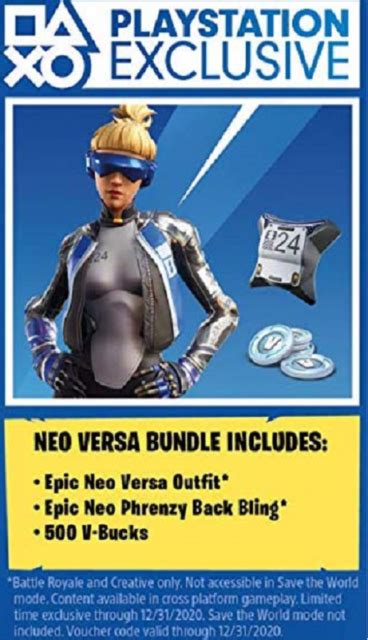 Fortnite Neo Versa Skin Neo Phrenzy Back Bling 500 Vbucks Ps4 Digital