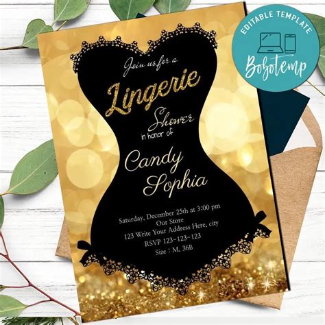 Editable Lingerie Shower Invitation Digital File Bobotemp