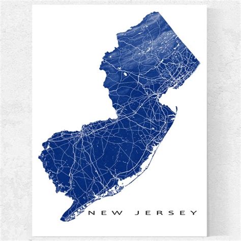 New Jersey Art Geography Wall Art State Print Minimalist Etsy