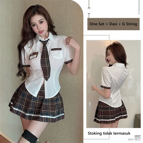 Jual Lingerie Sexy Rempel Rok Set Cosplay Seragam Pelajar Kostum A Shopee Indonesia