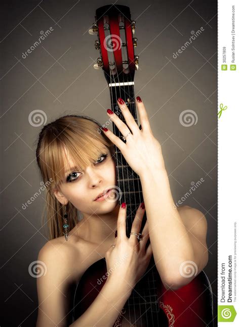 Girl Covers Naked Body Guitar Stock Photos Free Royalty Free Stock Photos From Dreamstime