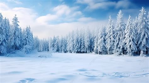 Scenic Winter Wonderland Snowy Texture With Majestic Forest Background