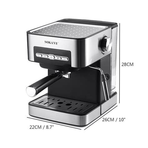 Espressor Sokany SK-6862, 850W, 15 bari, rezervor apa 1.6L, Negru/Inox ...