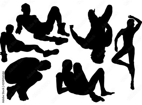 Naked Men Black Silhouettes 7 Stock Vector Adobe Stock