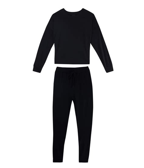 Pijama Feminino Longo Básico Malwee Viscose Preto lingerie br