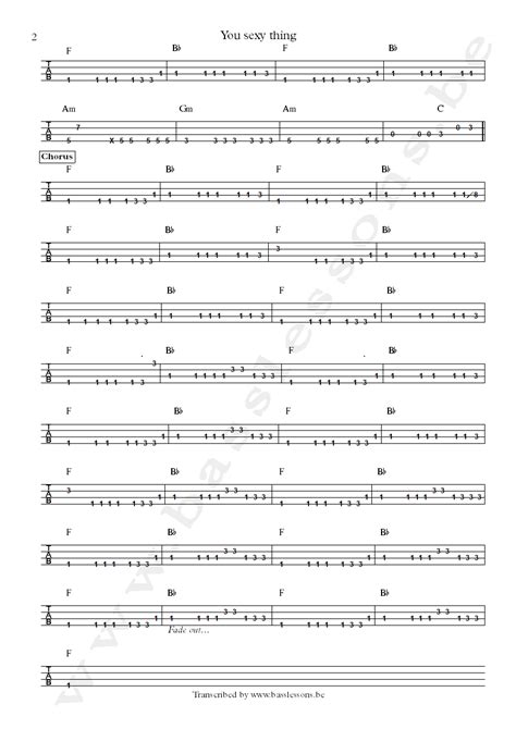 Hot Chocolate You Sexy Thing Bass Transcription Tony Wilson