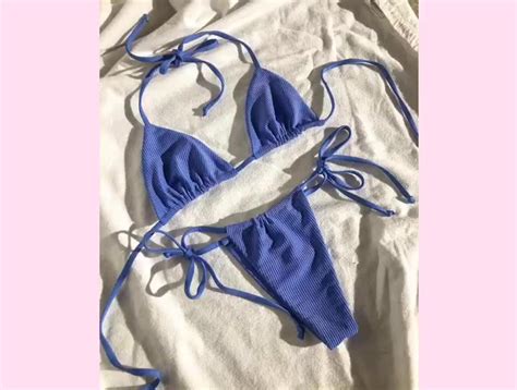 Wholesale Factory Custom Logo Bikini Oem Solid Color Two Pieces Broadside Stripe Triangle