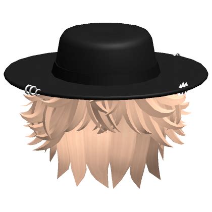 Messy Blonde Hair W Wide Brim Hat Roblox