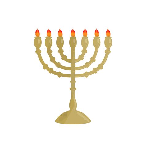 Traditional Jewish Golden Candlestick For Seven Candles Menorah