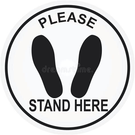 Please Stand Here Floor Sign Stock Vector Illustration Of Care