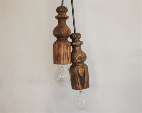 Turned Wooden Ceiling Lighting Wood Pendant Light Hanging Lamp