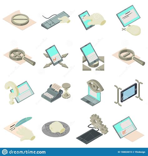 Compose Icons Set Isometric Style Stock Vector Illustration Of