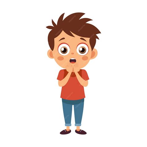 shocked cartoon boy  hands  face expression premium ai