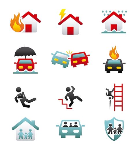 Premium Vector Insurance Icons Over White Background Vector Illustration