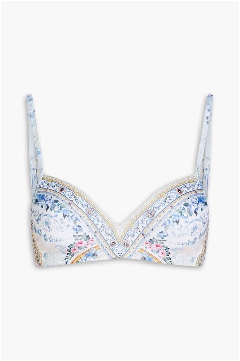 Camilla Crystal Embellished Floral Print Underwired Bikini Top The Outnet