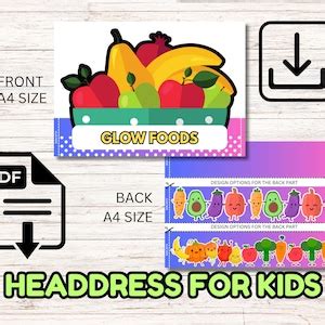 nutrition month headdress bundle fruit veggie crowns  printable