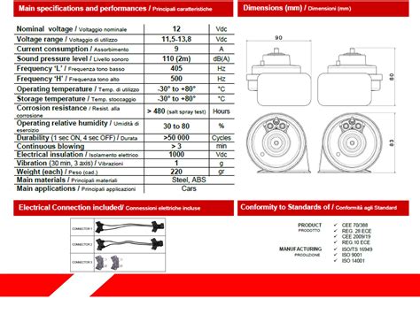 927695 COPPIA TROMBE CLACSON FIAMM AM80S 12V AUTO VEICOLI COM. + RELE ...