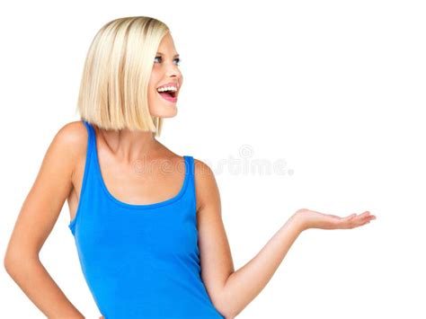 Wow Look At That Pretty Blonde Woman Reading And Presenting Something Interesting Copyspace