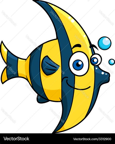 Smiling Cartoon Striped Tropical Fish Royalty Free Vector