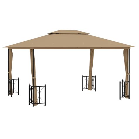 VidaXL Tonnelle Avec Parois Et Toit Double 3x4 M Taupe VidaXL Ch