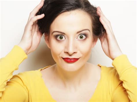 Premium Photo Close Up Portrait Smiling Brunette Woman