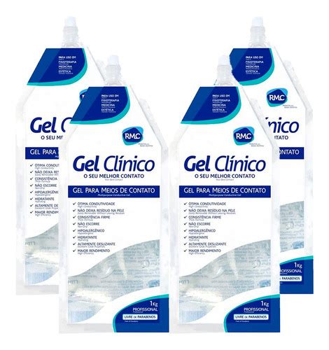 Kit 4 Gel Clínico Contato Condutor Ultrassom Incolor Rmc 1kg