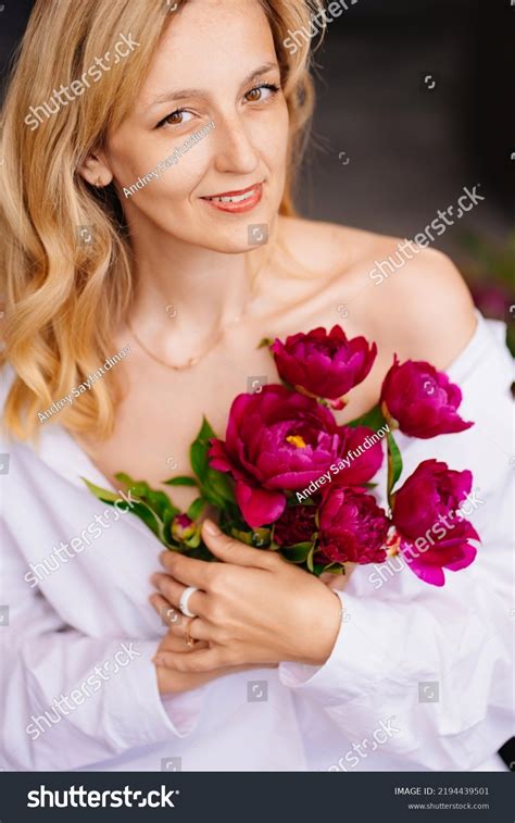 Tenderness Blonde Woman White Shirt On Stock Photo 2194439501 Shutterstock